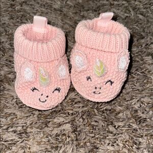 Pink Unicorn Baby Booties
